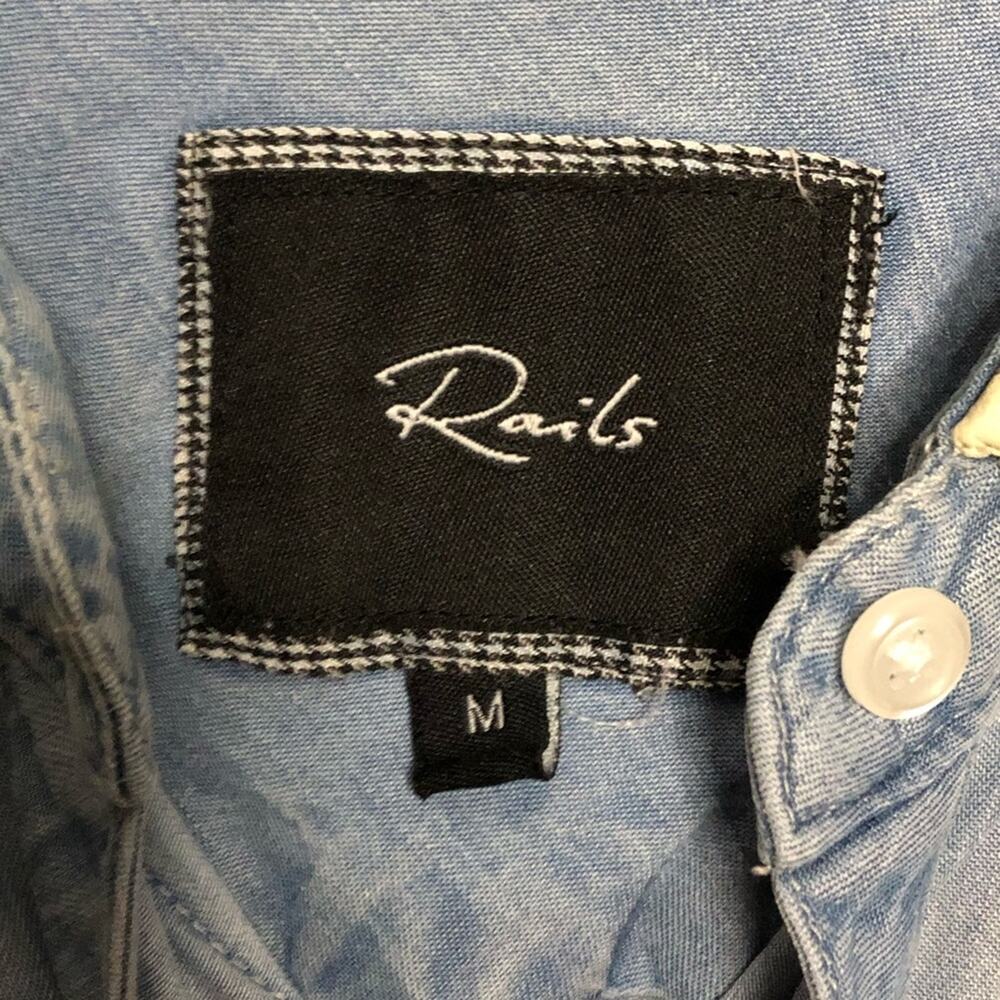 Rails Chambray Faux Leather Textured Collar Top - image 3